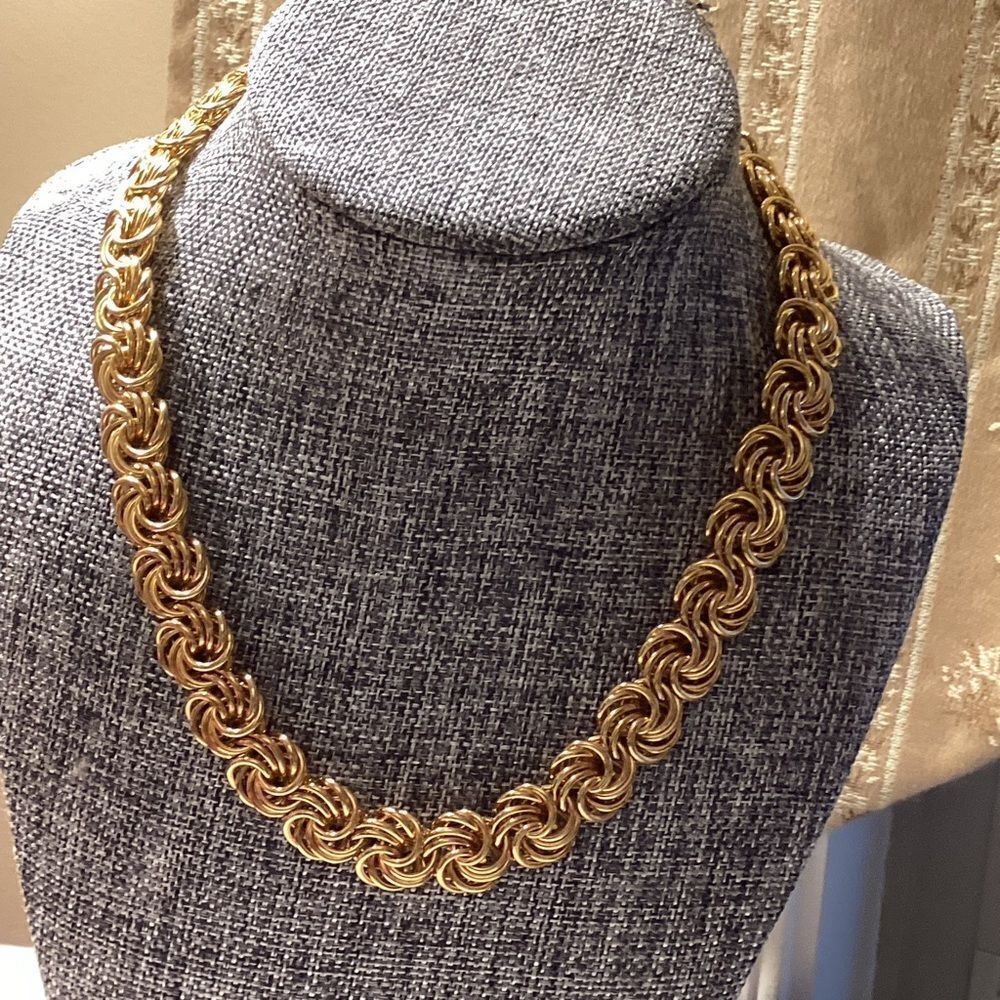 Goldtone Heavy Weight Byzantine Chain Necklace